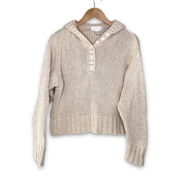 Soft Surroundings Sweaters - Soft Surroundings Women's Cotton Crop Hoodie Sweater Chunky Cream Medium